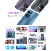 [HK Warehouse] Ulefone Note 16 Pro, 8GB+128GB, Dual Back Cameras, Face ID & Side Fingerprint Identification, 4400mAh Battery, 6.52 inch Android 13 Unisoc T606 OctaCore up to 1.6GHz, Network: 4G, Dual SIM, OTG(Purple) - Eurekaonline