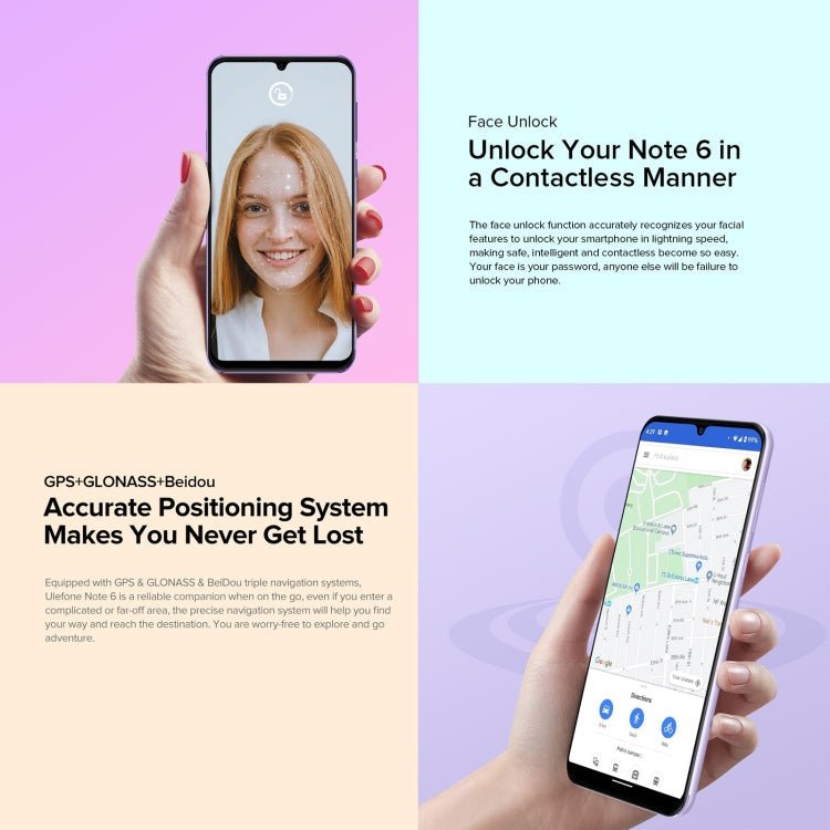 [HK Warehouse] Ulefone Note 6, 1GB+32GB, Face ID Identification, 6.1 inch Android 11 GO SC7731E Quad-core up to 1.3GHz, Network: 3G, Dual SIM(Purple) - Eurekaonline