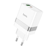 hoco N21 PD 30W Type-C / USB-C + QC 3.0 USB Mini Fast Charger, EU Plug(White) Eurekaonline