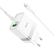 hoco N21 PD 30W Type-C / USB-C + QC 3.0 USB Mini Fast Charger with Type-C / USB-C to 8 Pin Data Cable , EU Plug(White) Eurekaonline