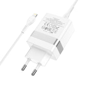 hoco N21 PD 30W Type-C / USB-C + QC 3.0 USB Mini Fast Charger with Type-C / USB-C to 8 Pin Data Cable , EU Plug(White) Eurekaonline