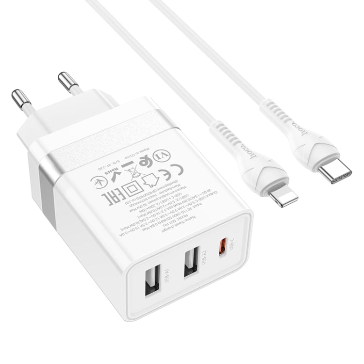 hoco N21 Pro Tourer PD 30W Type-C to 8 Pin Three-port Fast Charger Set, Plug Type:EU Plug Eurekaonline