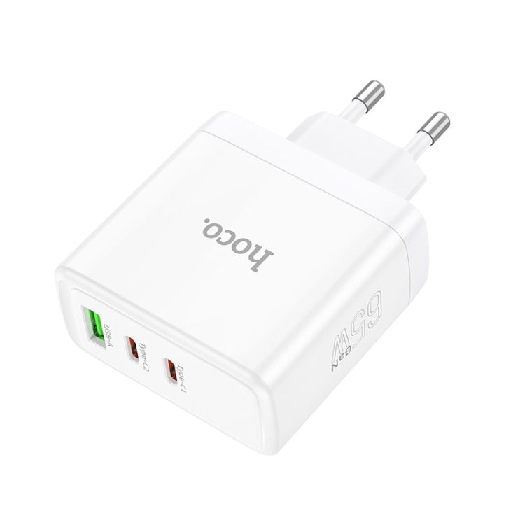 hoco N30 Glory PD 65W USB+ Dual USB-C/Type-C Interface Fast Charge Charger, EU Plug(White) Eurekaonline