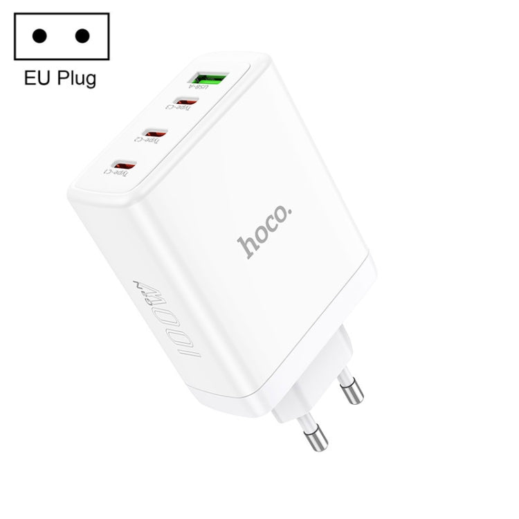 hoco N31 Leader PD 100W USB+Three USB-C/Type-C Interface Fast Charger, EU Plug(White) Eurekaonline