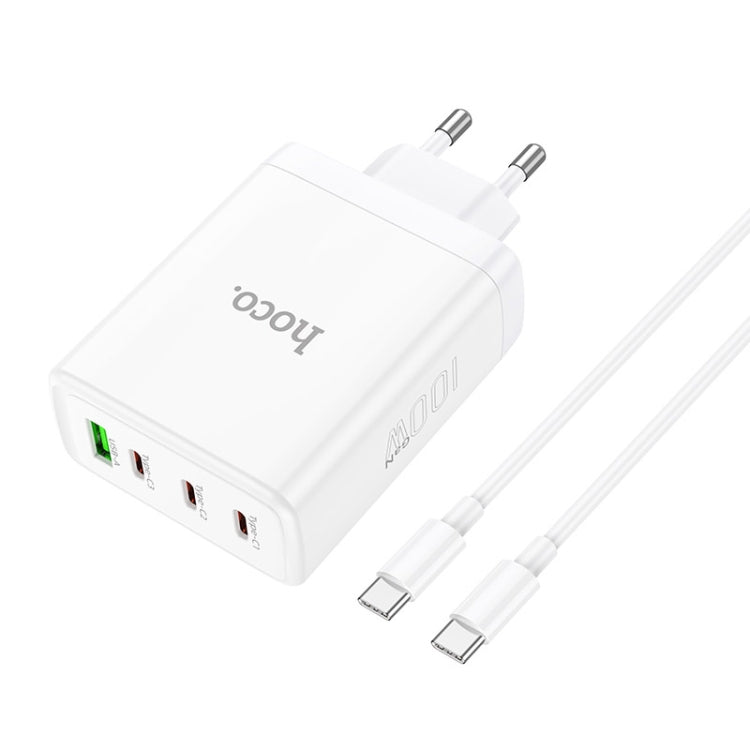 hoco N31 Leader PD 100W USB+Three USB-C/Type-C Interface Fast Charger Set, Specification:EU Plug(White) Eurekaonline