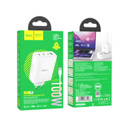 hoco N31 Leader PD 100W USB+Three USB-C/Type-C Interface Fast Charger Set, Specification:EU Plug(White) Eurekaonline