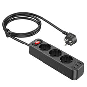 hoco NS2 3-position + 3-USB Extension Cord Socket, EU Plug(Black) Eurekaonline