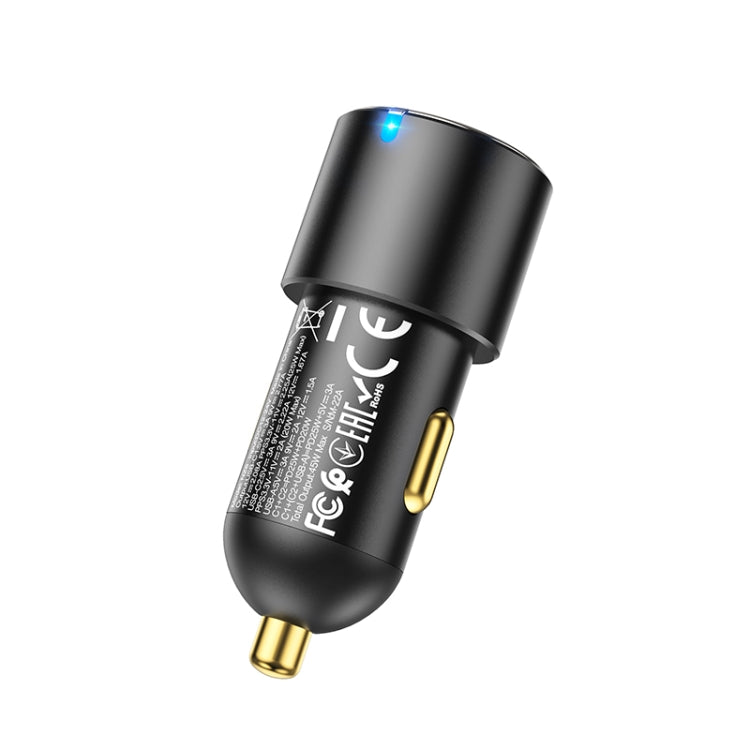 hoco NZ6 Dual Type-C / USB-C + USB PD45W 3-port Car Charger(Black) Eurekaonline