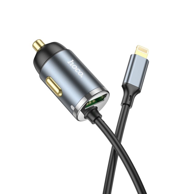 hoco NZ7 PD20W+QC3.0 Car Charger with 8 Pin Cable(Metal Grey) Eurekaonline