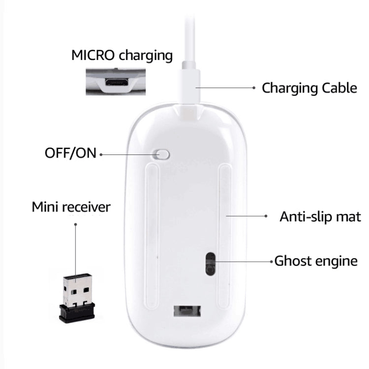iMICE  E-1300 4 Keys 1600DPI Luminous Wireless Silent Desktop Notebook Mini Mouse, Style:Dual-modes Luminous Edition(Black) Eurekaonline