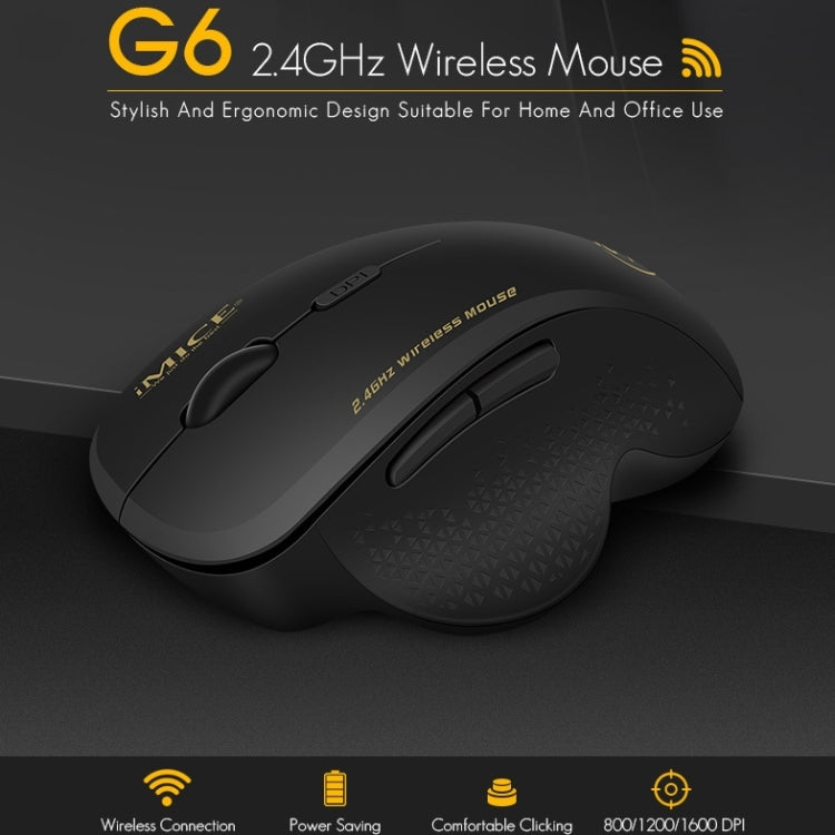 iMICE G6 Wireless Mouse 2.4G Office Mouse 6-button Gaming Mouse(Black) Eurekaonline