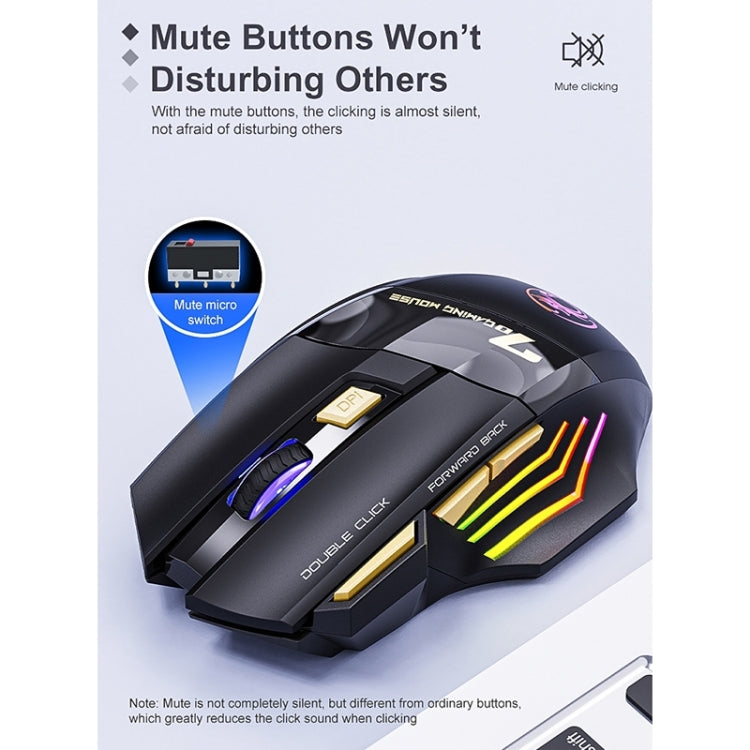 iMICE GW-X7 2.4G + Bluetooth Dual Mode 7-button Silent Rechargeable Wireless Gaming Mouse with Colorful RGB Lights(Black) Eurekaonline