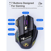 iMICE GW-X7 2.4G + Bluetooth Dual Mode 7-button Silent Rechargeable Wireless Gaming Mouse with Colorful RGB Lights(Black) Eurekaonline