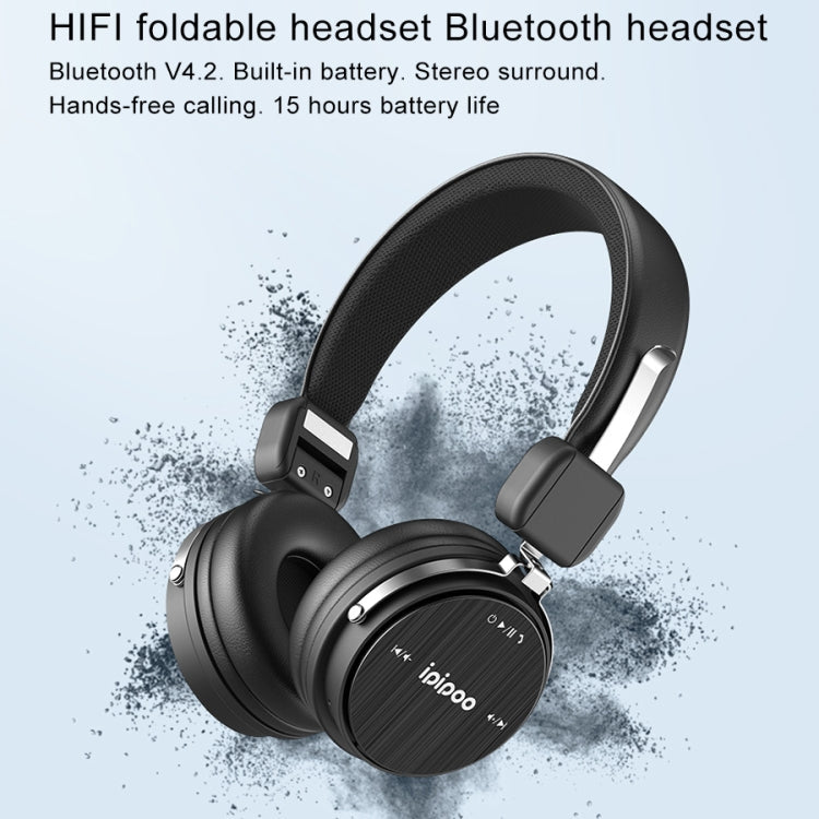 ipipoo EP-2 Foldable Head-mounted Wireless Bluetooth Headset Stereo HiFi Headphones, Support Handsfree, MFB Key(Grey) Eurekaonline
