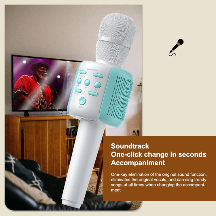 WK D23 3.5mm Interface Wireless Microphone Palm KTV Live K Song Bao Bluetooth Speaker Phone Microphone (Blue) - Eurekaonline