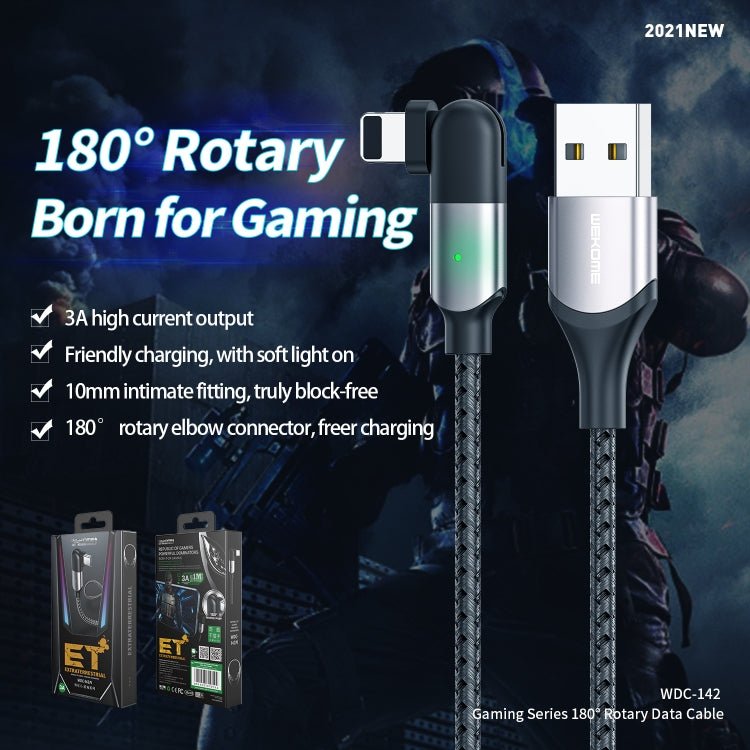 WK WDC-142i 3A Game Series USB to 8 Pin 180 Degree Rotating Data Cable, Length: 1m - Eurekaonline