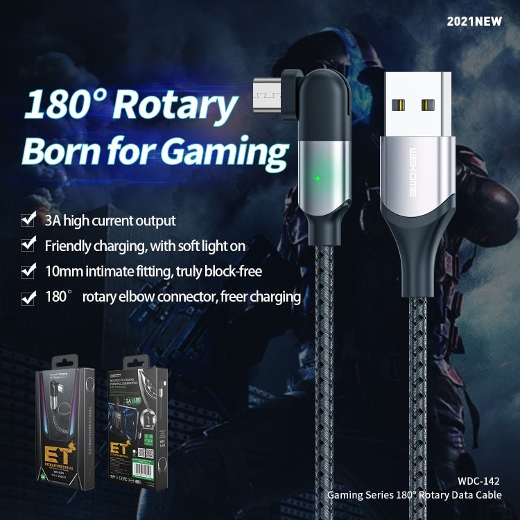 WK WDC-142m 3A Game Series USB to Micro USB 180 Degree Rotating Data Cable, Length: 1m - Eurekaonline