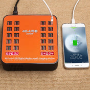 WLX-840 200W 40 Ports USB Digital Display Smart Charging Station AC100-240V, AU Plug (Black+Orange) - Eurekaonline