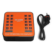 WLX-840 200W 40 Ports USB Digital Display Smart Charging Station AC100-240V, UK Plug (Black+Orange) - Eurekaonline