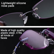 Women Rimless Rhinestone Trimmed Purple Presbyopic Glasses, +4.00D - Eurekaonline