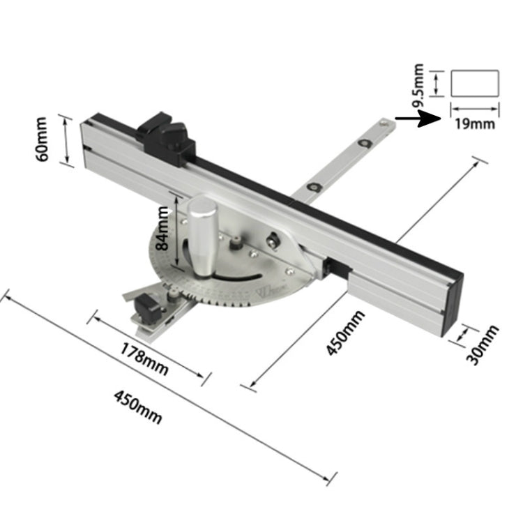 Woodworking Pusher Slide Ruler Woodworking Table Saw Measuring Tool, Style:Aluminum Handle + Tenon + Limit - Eurekaonline