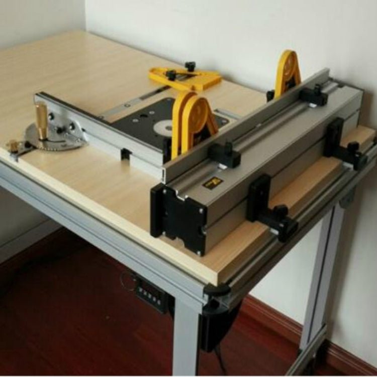 Woodworking Pusher Slide Ruler Woodworking Table Saw Measuring Tool, Style:Copper Handle + Tenon + Limit - Eurekaonline