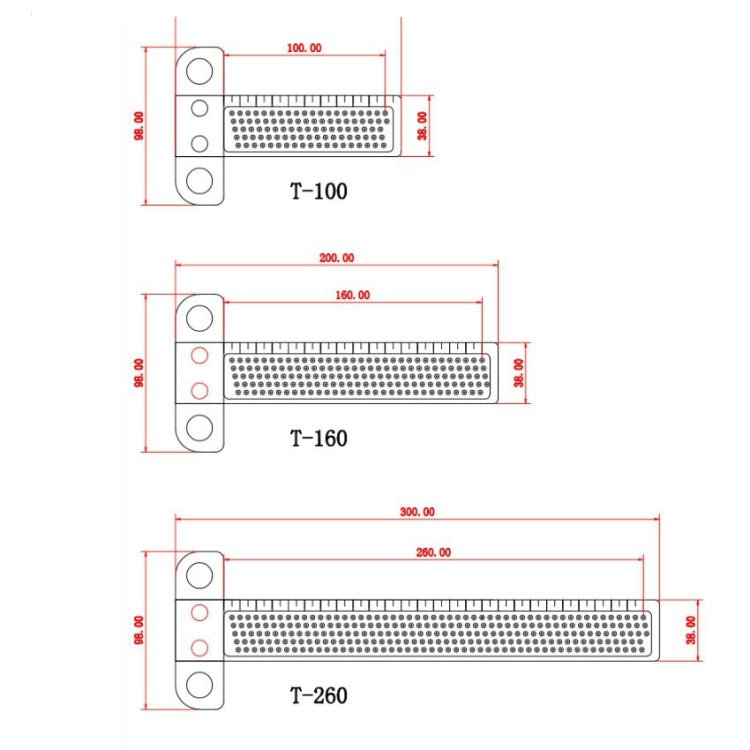 Woodworking T-Shaped Hole Marking Ruler, Style:T260 - Eurekaonline