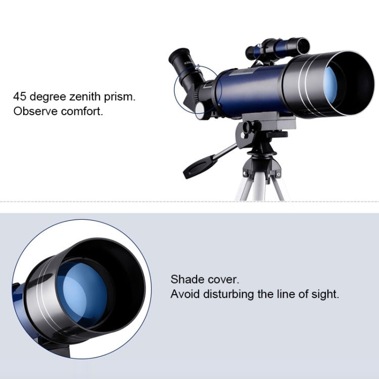 WR852-3 16x/66x70 High Definition High Times Astronomical Telescope with Tripod & Phone Fixing Clip & Moon Filter(Dark Blue) - Eurekaonline