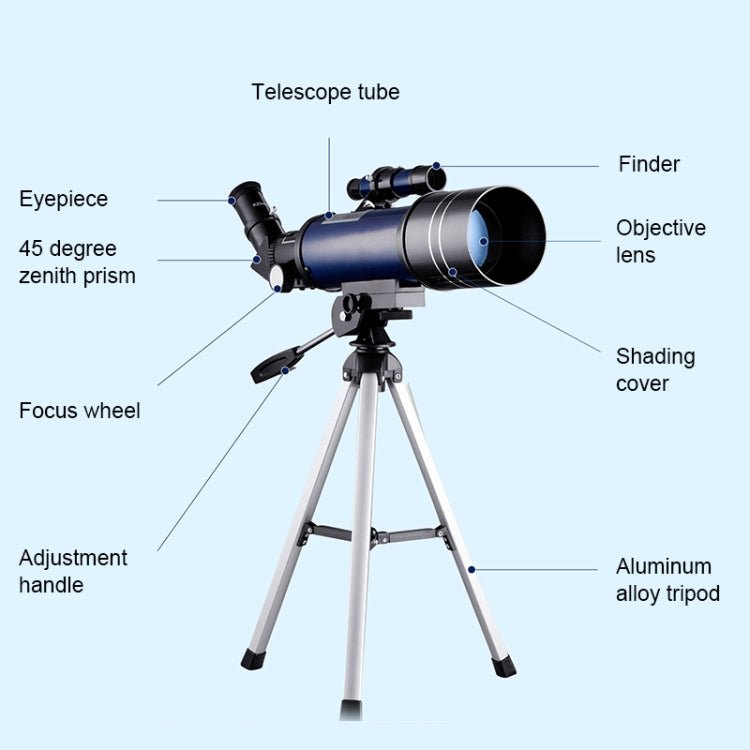 WR852-3 16x/66x70 High Definition High Times Astronomical Telescope with Tripod & Phone Fixing Clip & Moon Filter(Dark Blue) - Eurekaonline