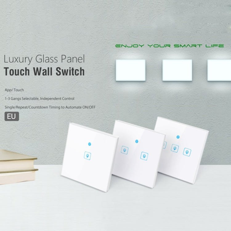 WS-EU-01 EWeLink APP & Touch Control 2A 1 Gang Tempered Glass Panel Smart Wall Switch, AC 90V-250V, EU Plug - Eurekaonline