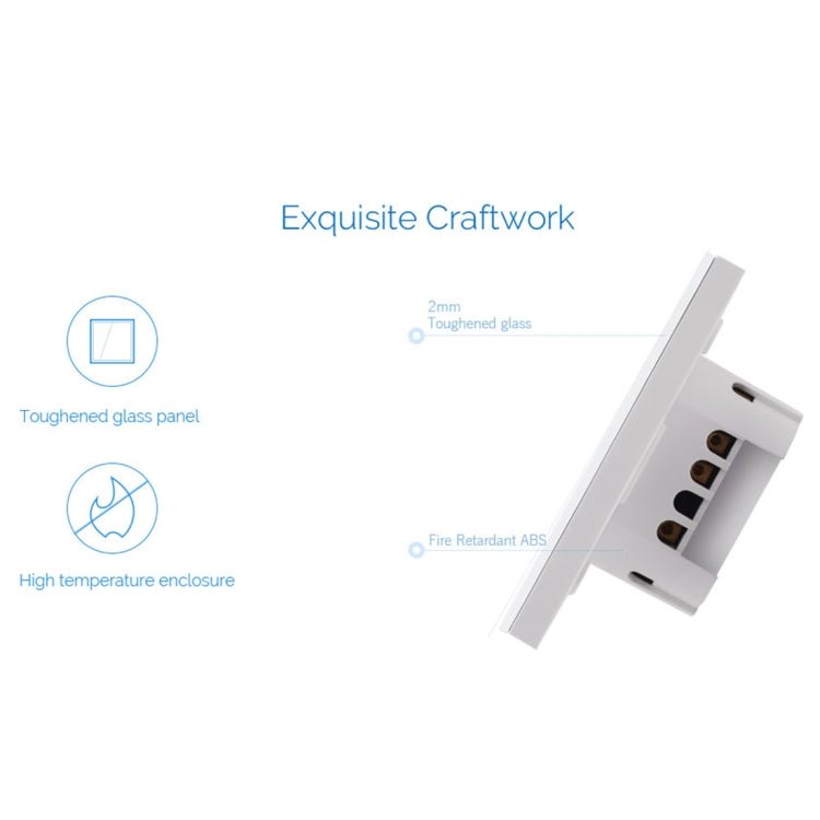 WS-EU-01 EWeLink APP & Touch Control 2A 1 Gang Tempered Glass Panel Smart Wall Switch, AC 90V-250V, EU Plug - Eurekaonline