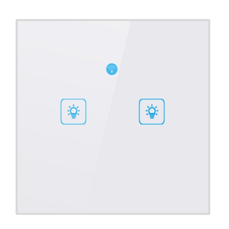 WS-EU-02 EWeLink APP & Touch Control 2A 2 Gangs Tempered Glass Panel Smart Wall Switch, AC 90V-250V, EU Plug - Eurekaonline