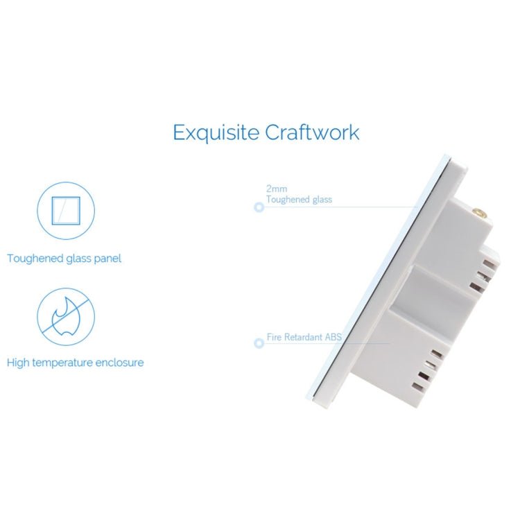 WS-UK-01 EWeLink APP & Touch Control 2A 1 Gang Tempered Glass Panel Smart Wall Switch, AC 90V-250V, UK Plug - Eurekaonline