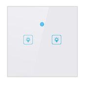 WS-UK-02 EWeLink APP & Touch Control 2A 2 Gangs Tempered Glass Panel Smart Wall Switch, AC 90V-250V, UK Plug - Eurekaonline