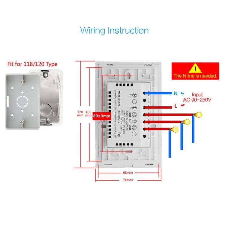 WS-US-01 EWeLink APP & Touch Control 2A 1 Gang Tempered Glass Panel Smart Wall Switch, AC 90V-250V, US Plug - Eurekaonline