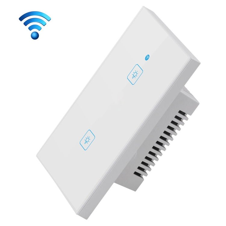 WS-US-02 EWeLink APP & Touch Control 2A 2 Gangs Tempered Glass Panel Smart Wall Switch, AC 90V-250V, US Plug - Eurekaonline