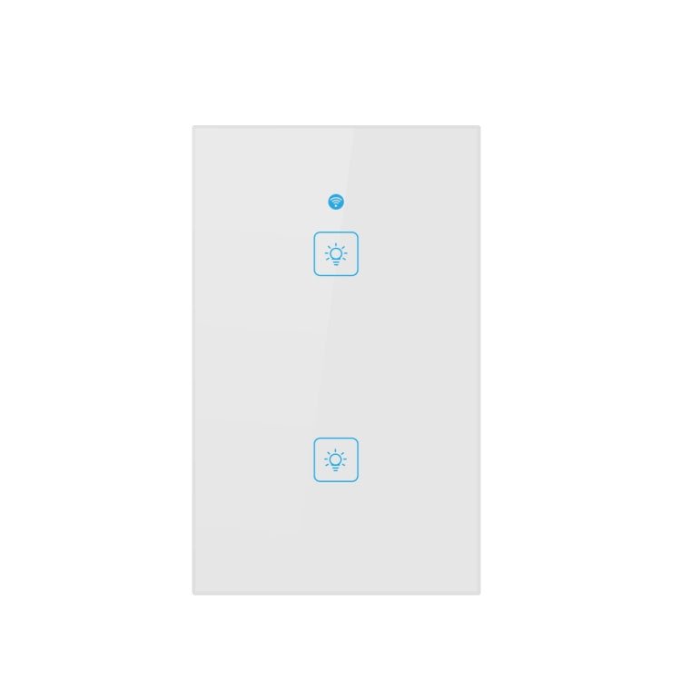 WS-US-02 EWeLink APP & Touch Control 2A 2 Gangs Tempered Glass Panel Smart Wall Switch, AC 90V-250V, US Plug - Eurekaonline