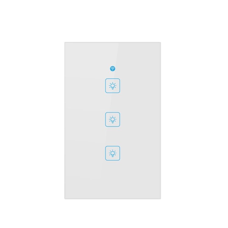 WS-US-03 EWeLink APP & Touch Control 2A 3 Gangs Tempered Glass Panel Smart Wall Switch, AC 90V-250V, US Plug - Eurekaonline