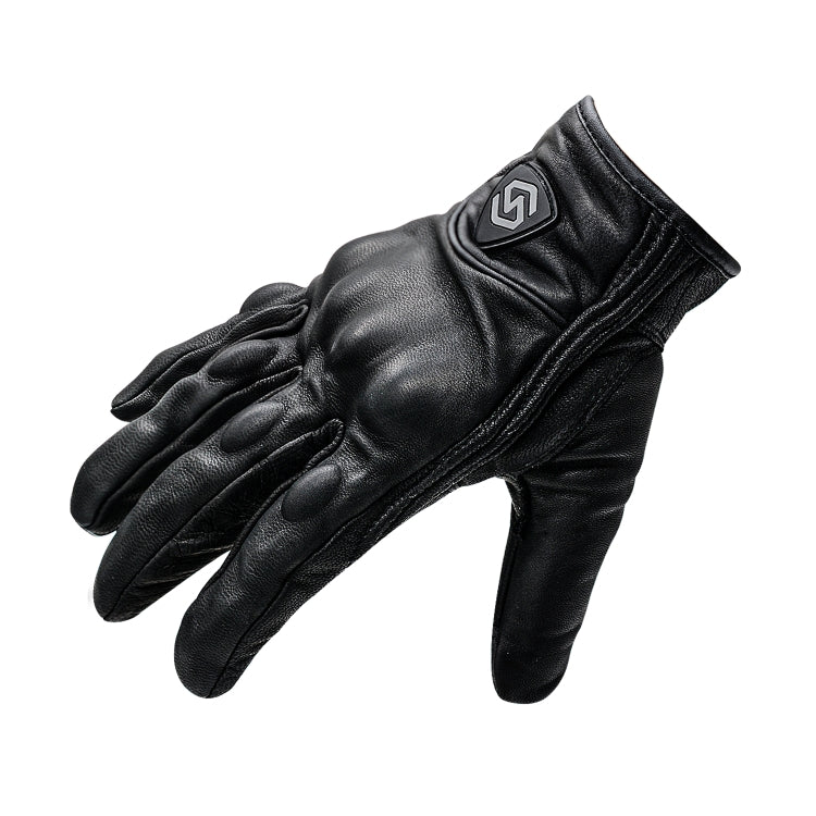 WUPP CS-1047A Motorcycle Racing Cycling Windproof Leather Full Finger Gloves, Size:M(Black) - Eurekaonline