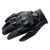 WUPP CS-1048A Motorcycle Racing Cycling Windproof Breathable Leather Full Finger Gloves with Holes, Size:L(Black) - Eurekaonline