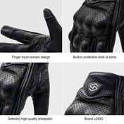 WUPP CS-1048A Motorcycle Racing Cycling Windproof Breathable Leather Full Finger Gloves with Holes, Size:L(Black) - Eurekaonline