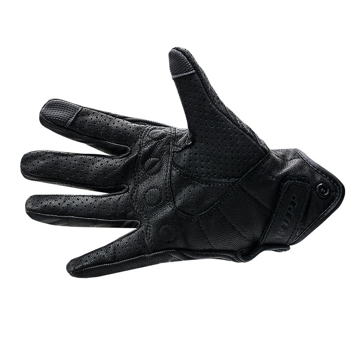 WUPP CS-1048A Motorcycle Racing Cycling Windproof Breathable Leather Full Finger Gloves with Holes, Size:XL(Black) - Eurekaonline