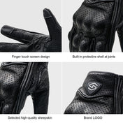 WUPP CS-1048A Motorcycle Racing Cycling Windproof Breathable Leather Full Finger Gloves with Holes, Size:XL(Black) - Eurekaonline