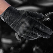 WUPP CS-1049A Outdoor Motorcycle Cycling Breathable Leather Full Finger Gloves with Holes, Size:L(Black) - Eurekaonline