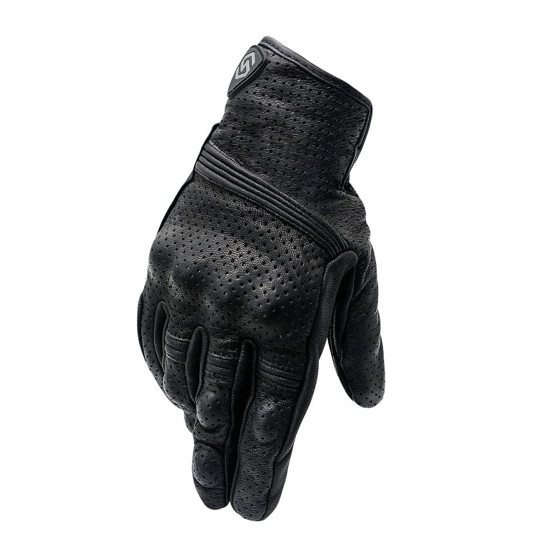 WUPP CS-1049A Outdoor Motorcycle Cycling Breathable Leather Full Finger Gloves with Holes, Size:XL(Black) - Eurekaonline