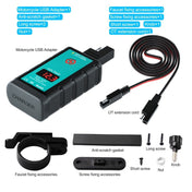 WUPP ZH-1422B2 DC12-24V Motorcycle Square Single USB + PD Fast Charging Charger with Switch + Voltmeter + Integrated SAE Socket + 1m SAE Socket Cable - Eurekaonline