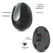 X10 2.4G Wireless Rechargeable Vertical Ergonomic Gaming Mouse(Grey) - Eurekaonline