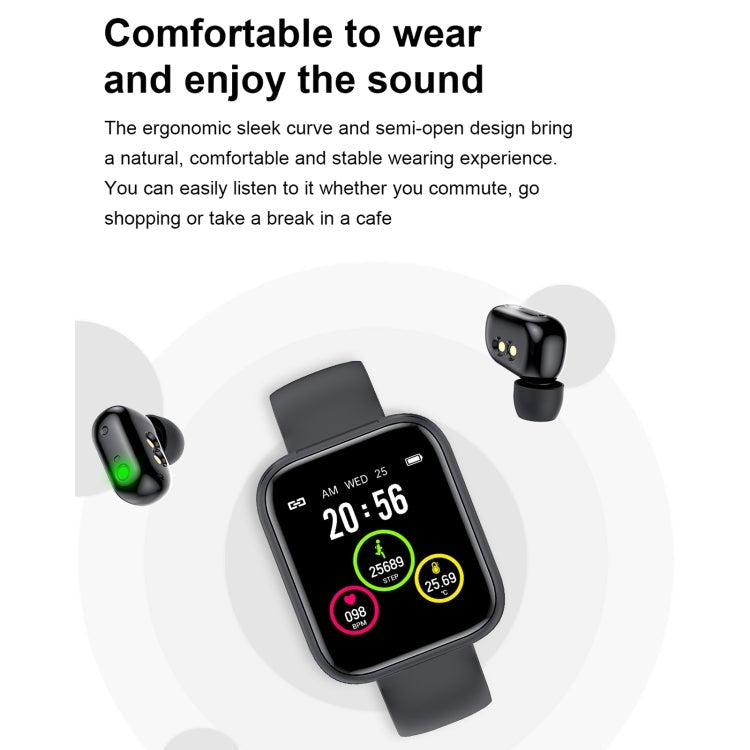 X8 1.69 inch HD Color Screen Bluetooth Earphone Smart Bracelet, Support Sleep Monitoring / Blood Pressure Monitoring / Heart Rate Monitoring(Black) - Eurekaonline