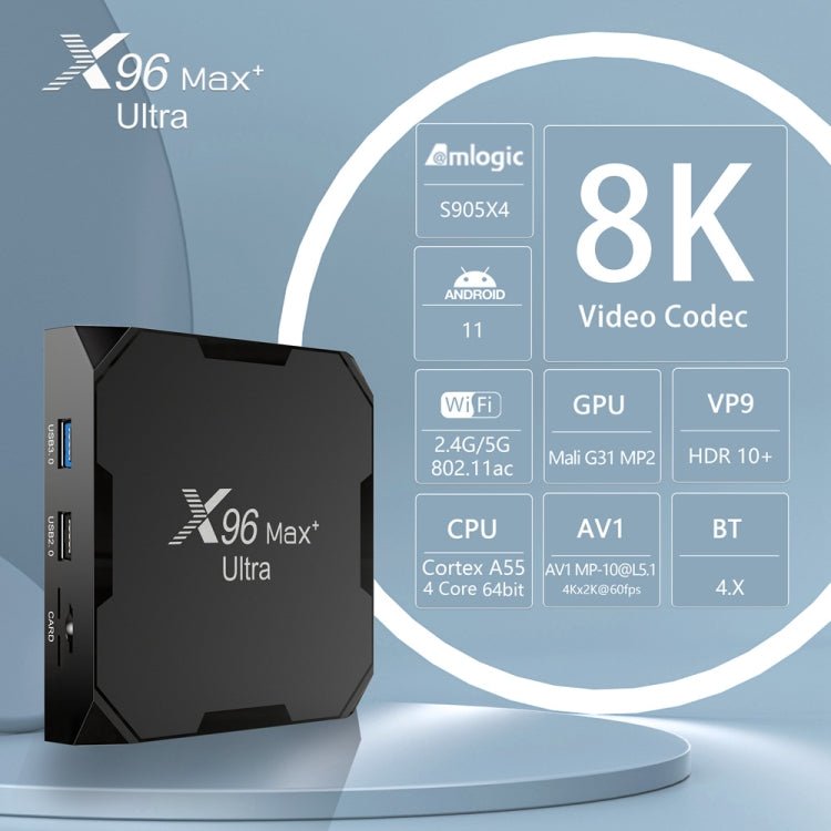 X96 Max+ Ultra 4GB+64GB Amlogic S905X4 8K Smart TV BOX Android 11.0 Media Player, Plug Type:EU Plug - Eurekaonline