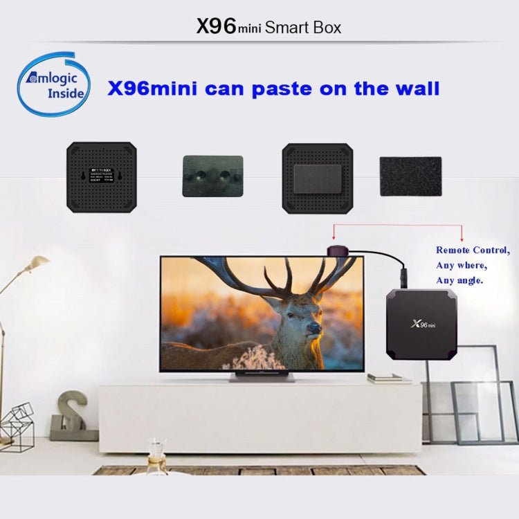 X96 mini 4K*2K UHD Output Smart TV BOX Player with Remote Controller without Wall Mount, Android 10 Amlogic S905W Quad Core ARM Cortex A53 2GHz, RAM: 2GB, ROM: 16GB, Supports WiFi, HDMI, TF(Black) - Eurekaonline